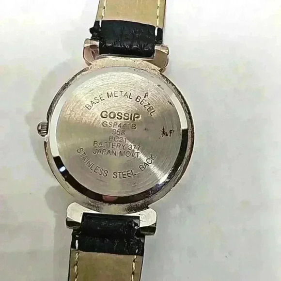 Gossip women's wrist watch leather black stainless steel silver buckle vintage - Picture 14 of 14